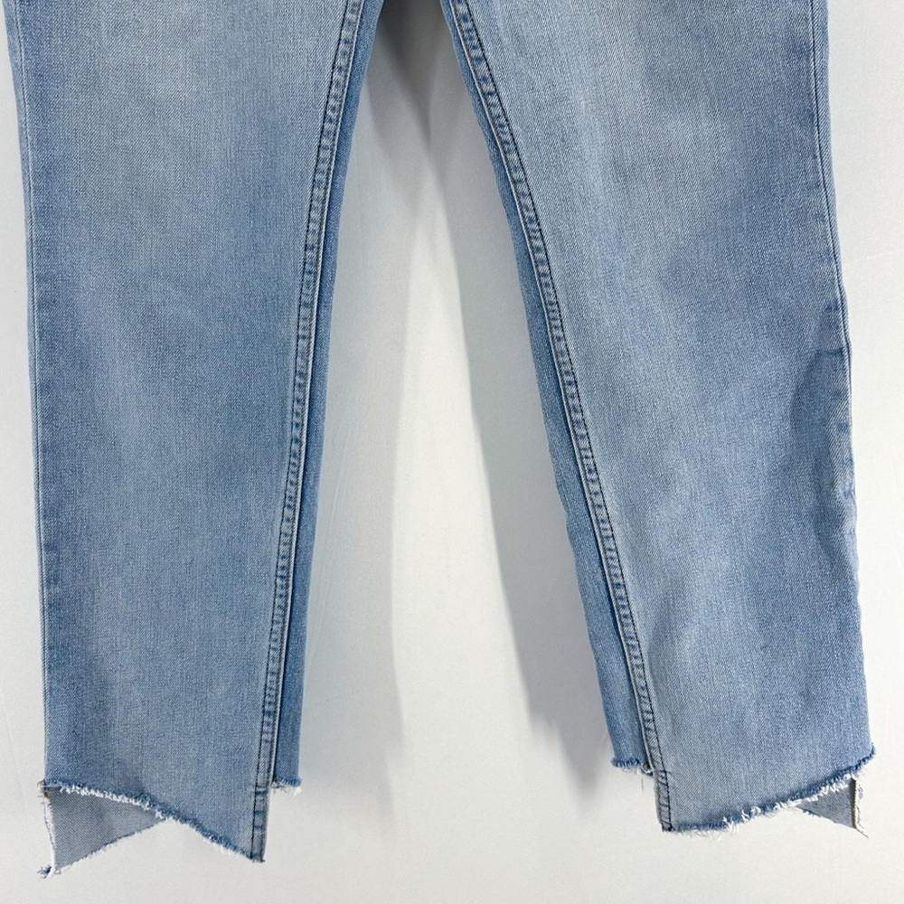 Reformation Light Blue High Rise Straight Leg Asymmetrical Raw Hem Size 27 - Picture 4 of 6